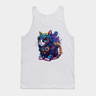 Colorful Robotic Cat Tank Top